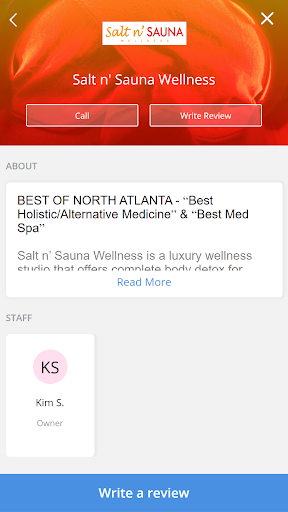 Android application Salt n' Sauna Wellness screenshort