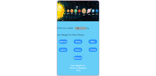 Weight on different Planet App