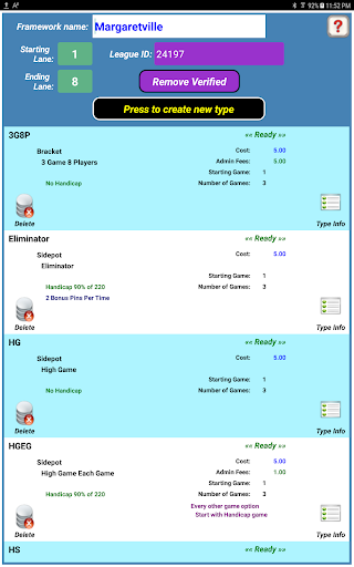 Bowling Brackets / Sidepots screenshot