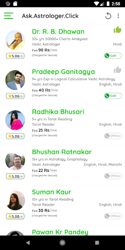 Astrologer.Click: Call Consult Screen 3