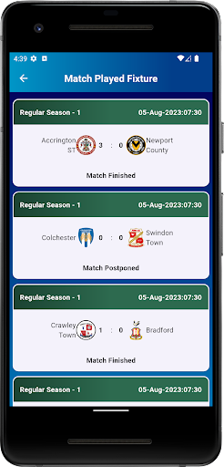 League Two Football LiveScore Screen 3