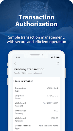 Android application BOCOM(HK) Corporate Mobile App screenshort