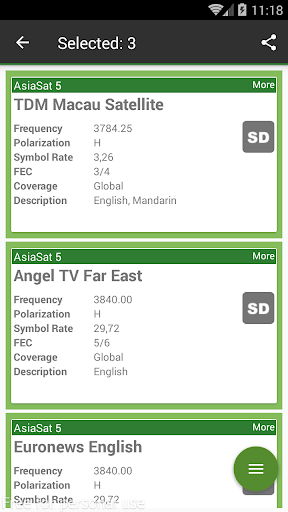 AsiaSat Frequency List Screen 3