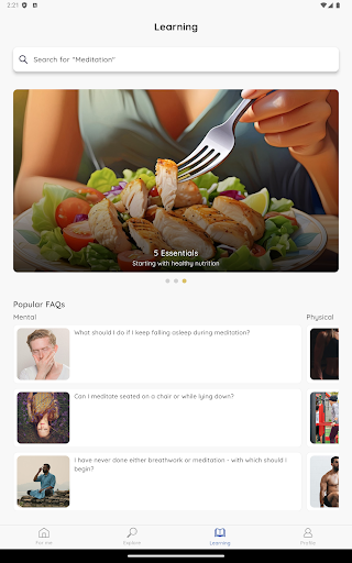Screenshot of Vital Life: mindbody routines