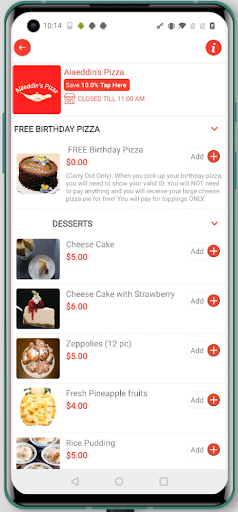 Alaeddins Pizza Screen 3