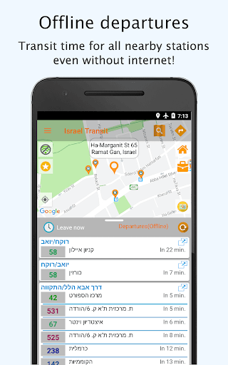 Android application Israel Public Transit screenshort