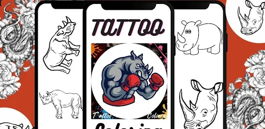 Tattoo Rhino Coloring Book