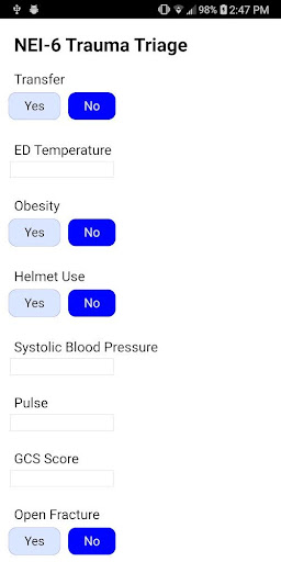 Android application Trauma Intervention Prediction screenshort