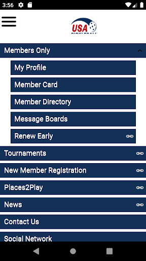 Android application USA Pickleball screenshort