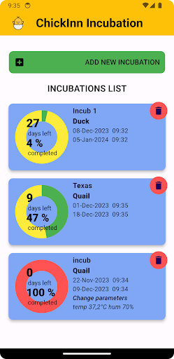 ChickInn Incubation Assistant Screen 2
