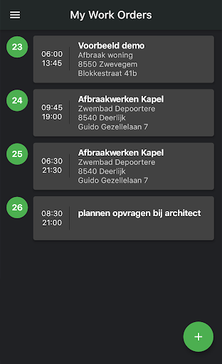 Android application Wappy eenvoudige werkbon app screenshort