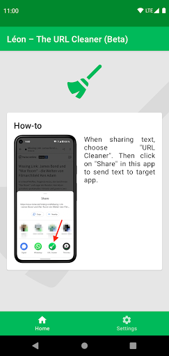 Android application Léon – The URL Cleaner screenshort