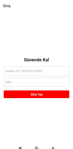 Android application Güvende Kal Şoför screenshort