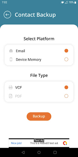 Android application Phone Contact Backup & Restore screenshort