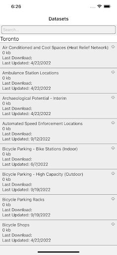 Android application Toronto Data screenshort