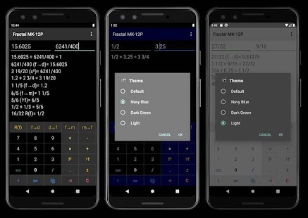 Capture d'écran du calculateur de fractions "Fractal MK-12P"