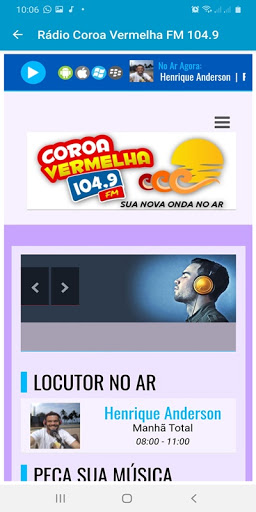 Rádio Coroa Vermelha FM 104.9 Screen 2