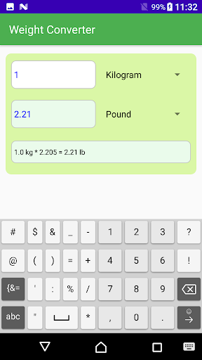 Weight Converter Screen 2