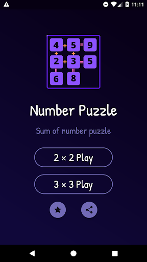 Android application Sum of Number Puzzle screenshort