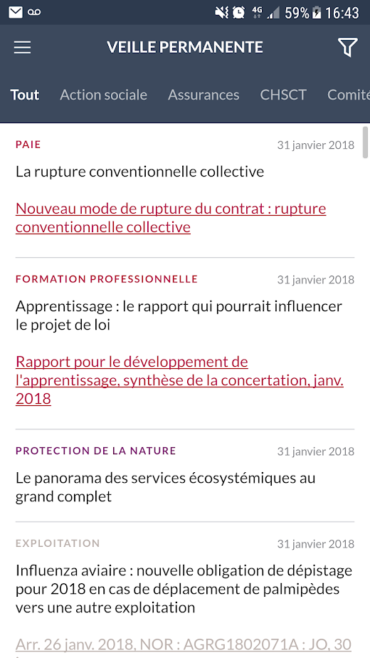 Android application Veille Permanente screenshot