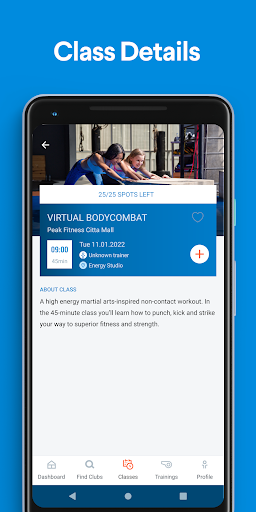 Android application Peak Fitness screenshort