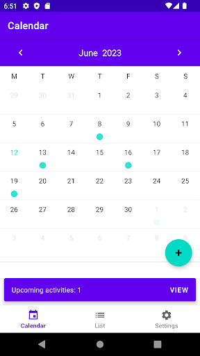 Android application Activity Planner screenshort