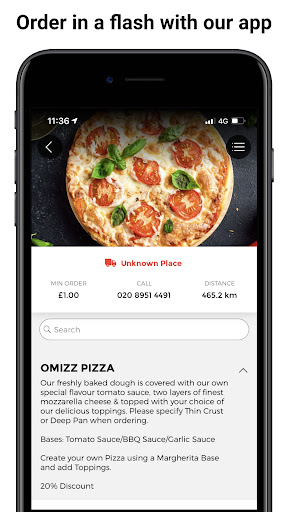 Android application Omizz Pizza screenshort