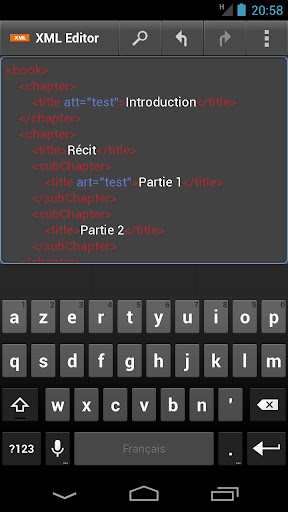 Android application XML Editor screenshort