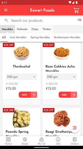 Android application Eswari Foods screenshort