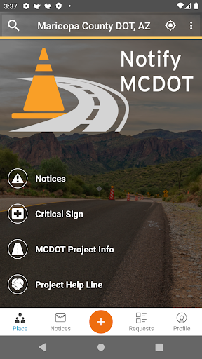 Android application Notify MCDOT screenshort
