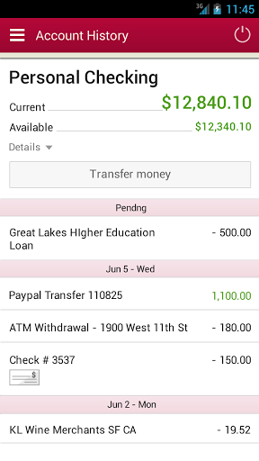Android application IU Credit Union Mobile Banking screenshort