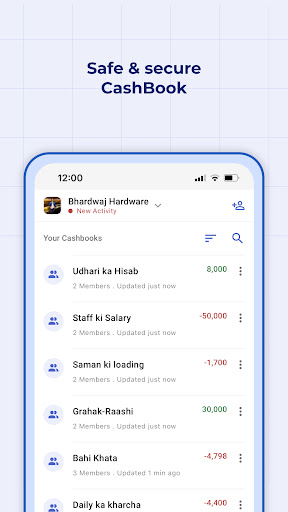 Screenshot of Cash Book: Expenses & Balance