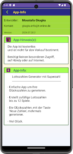 Lottozahlen Generator Screen 3