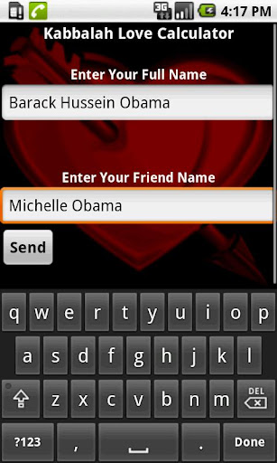 Android application Love Calculator Kabbalah match screenshort