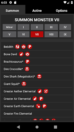 Android application Master Summoner PFRPG 1e screenshort