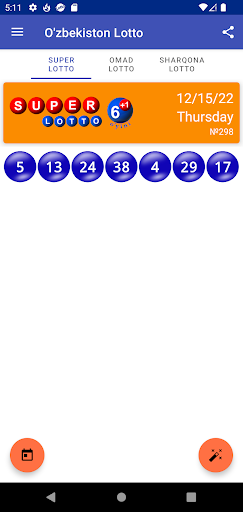 Android application Uzbekistan Lotto AI bashorati screenshort