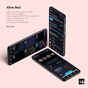Aline Red: linear icon pack 1.7.2 Apk 2