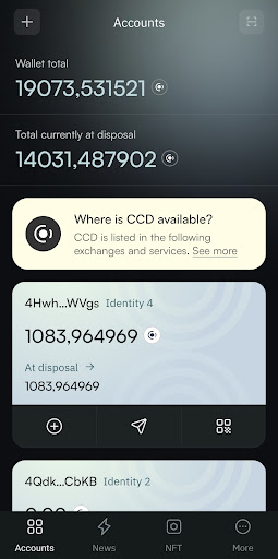 CryptoX Concordium Wallet Screen 2