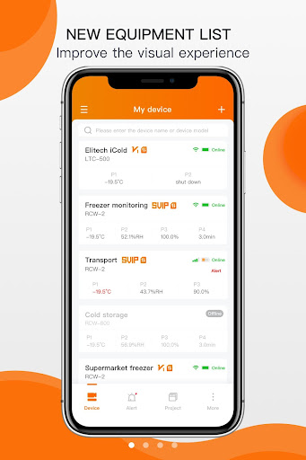 Android application Elitech iCold screenshort