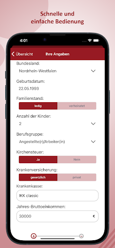 Vorsorge-Check Screen 2
