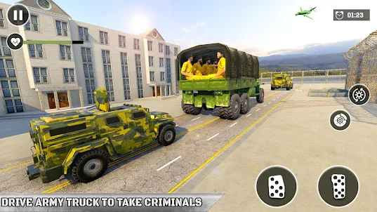 탈출 교도소 게임: 트럭 와이 비행기 게임 시뮬레이터