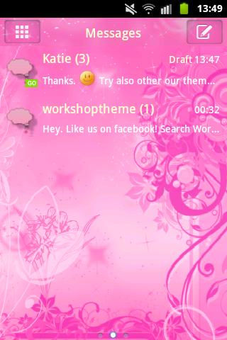 Android application Pink Flowers Theme GO SMS Pro screenshort