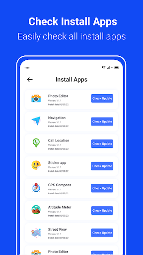 Screenshot of Update Software App: Updates