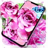 Rose pink water drop live wallpaper icon