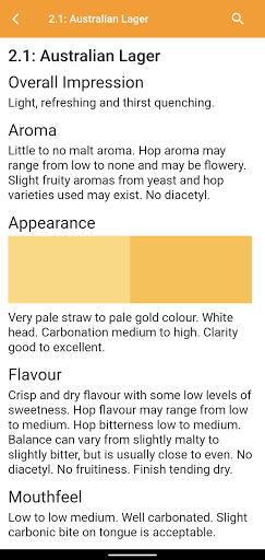 Android application AABC Beer Style Guidelines screenshort
