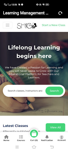 Android application SHGAcademy LMS screenshort