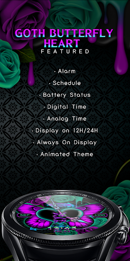 Android application Goth Butterfly Heart_Watchface screenshort