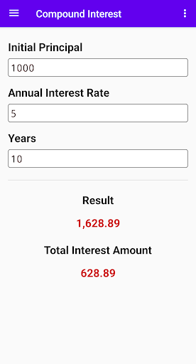 Android application Compound Interest Calculator screenshort