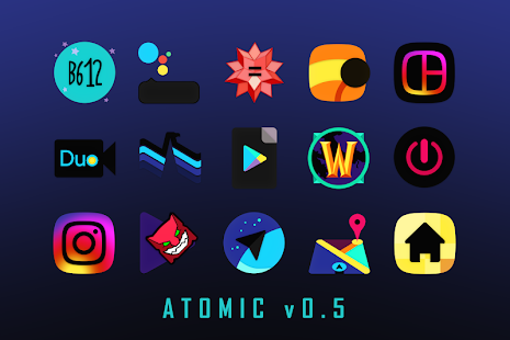 ATOMIC - Dark Retro Icon Pack Tangkapan layar