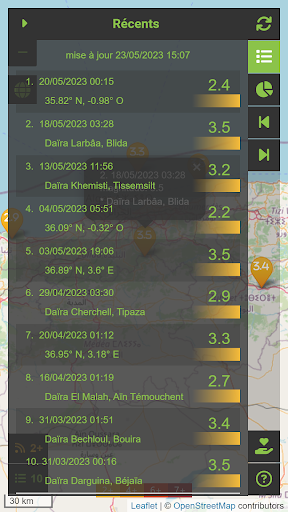 sismoo recent seismic activity Screen 2